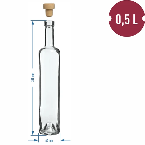 Marina-pullo korkilla, valkoinen 0,5 L - 4