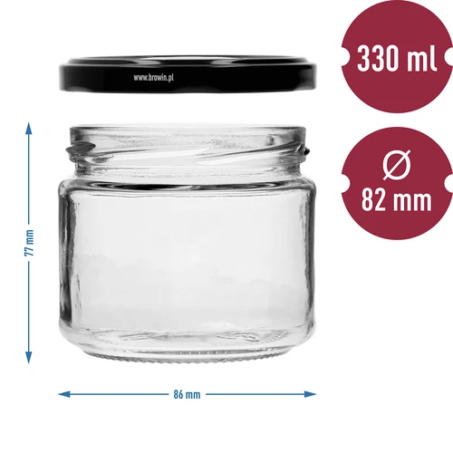 Matala purkki 330ml - mustalla kannella fi 82/6, 6kpl. - 7