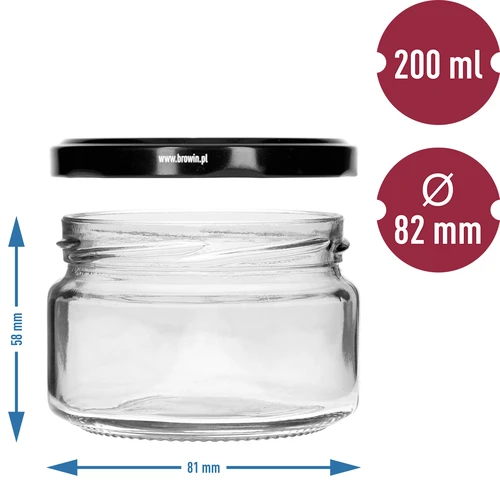 Matalalaatikko 200ml - mustalla kannella fi 82/6, 6 kpl. - 5