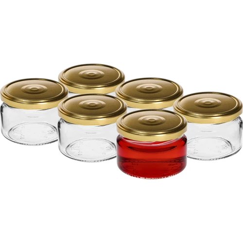 Matalapurkki 200ml - kultaisella kannella fi 82/6, 6kpl. - 2