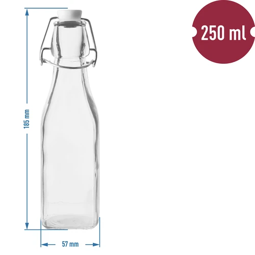 Neliönmuotoinen ilmatiivis pullo 250 ml - 2