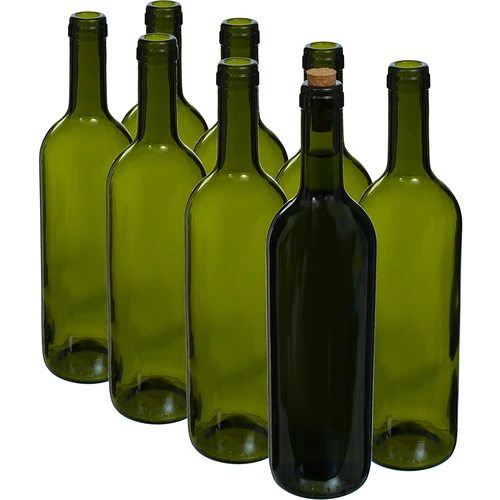 Oliivinvihreä viinipullo 0,75 L - pakkaus 8 kpl - 2