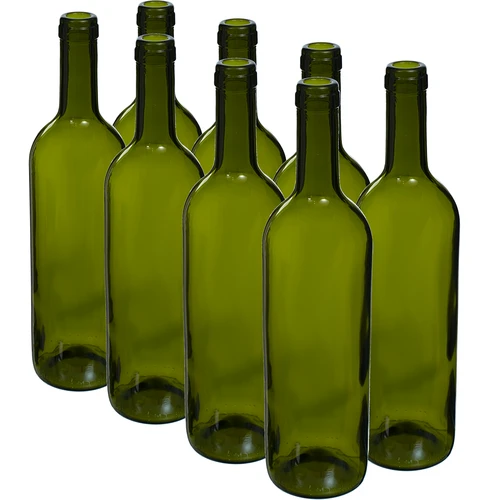 Oliivinvihreä viinipullo 0,75 L - pakkaus 8 kpl  - 1 