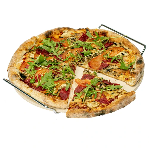 Pizzakivi kahvalla ja veitsellä, kordieriitista, pyöreä 33 cm - 5