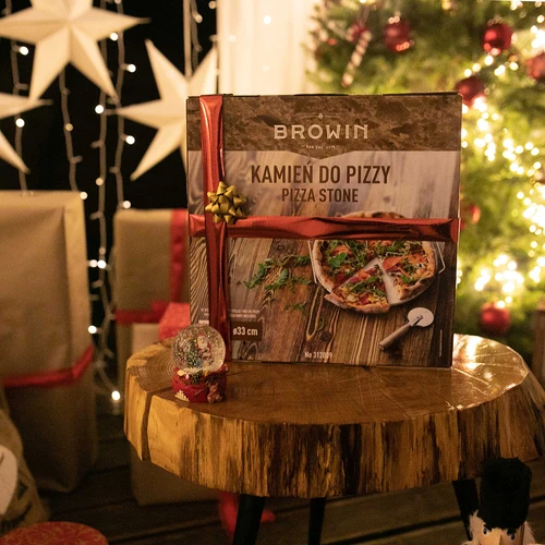Pizzakivi kahvalla ja veitsellä, kordieriitista, pyöreä 33 cm - 19