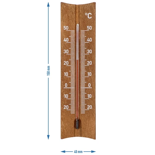 Puinen huonelämpömittari (-20 - +50°C), tummanruskea, 15cm - 5