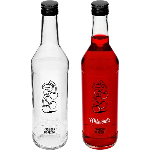 Pullo 0,5 L kierrekorkilla ja kirsikkalikööri-painatuksella - 4 kpl - 4