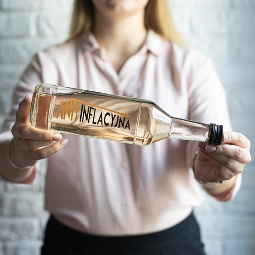Pullo 0,5 L kierrekorkilla ja painatuksella Antiinflatorinen - 4 kpl - 8