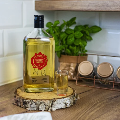 500 ml pullo kierrekorkilla, painatus ”Wyborny Trunek”, 1 kpl - 7