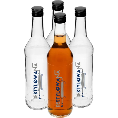 Pullo 0,5 L korkilla ja painatuksella Destylowana - 4 kpl  - 1 