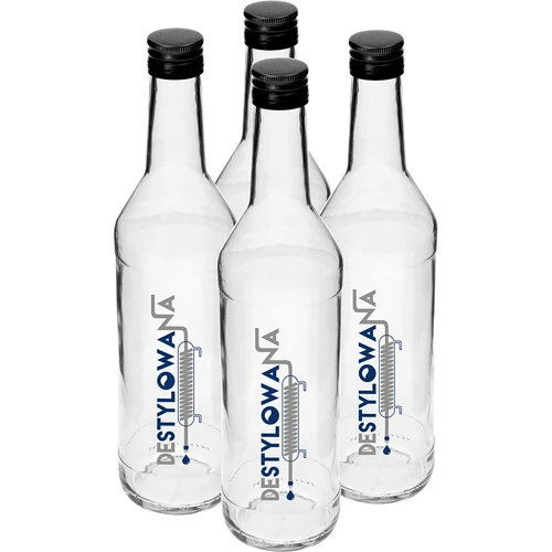 Pullo 0,5 L korkilla ja painatuksella Destylowana - 4 kpl - 2