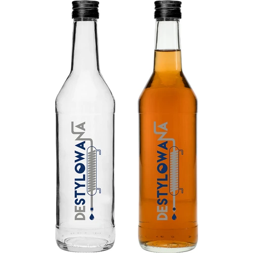 Pullo 0,5 L korkilla ja painatuksella Destylowana - 4 kpl - 3
