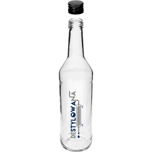 Pullo 0,5 L korkilla ja painatuksella Destylowana - 4 kpl - 6