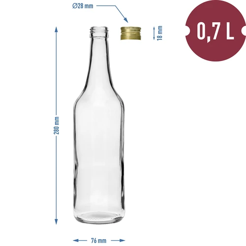 Pullo 700 ml Pöytäpullo kierrekorkilla fi28 - 4 kpl - 6