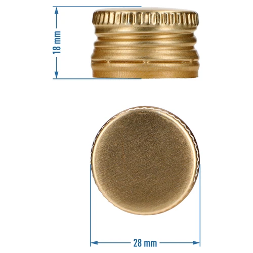 Pullonkorkki fi 28/18 - kultainen - 8 kpl - 4