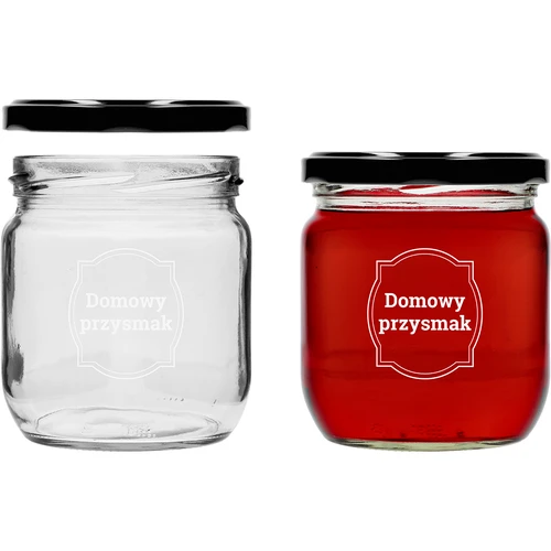 Purkit TO 425ml painatuksella „Kotitekoinen herkku” ja mustalla kannella fi 82 - 3 kpl - 4