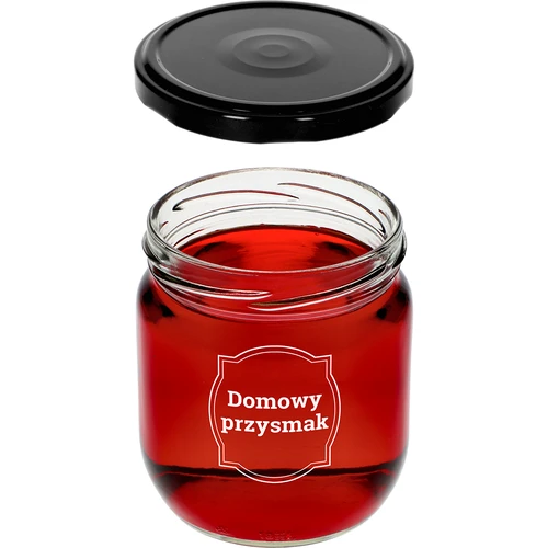 Purkit TO 425ml painatuksella „Kotitekoinen herkku” ja mustalla kannella fi 82 - 3 kpl - 5