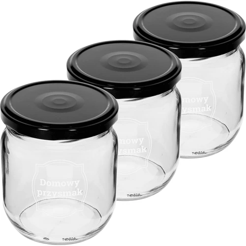 Purkit TO 425ml painatuksella „Kotitekoinen herkku” ja mustalla kannella fi 82 - 3 kpl - 2
