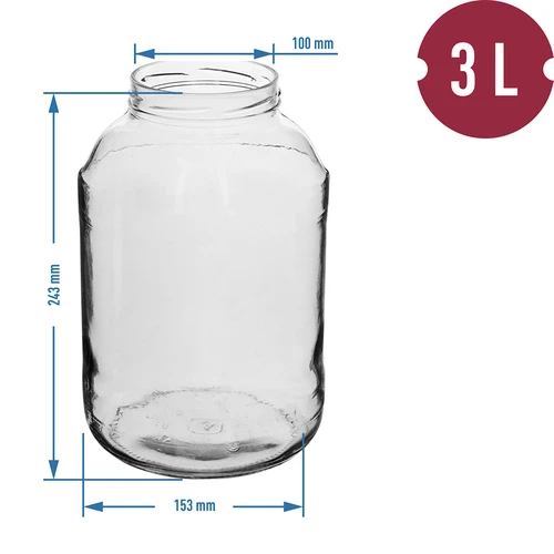 Purkki 3 L - 1 kpl, kultainen kansi (fi 100) - 2