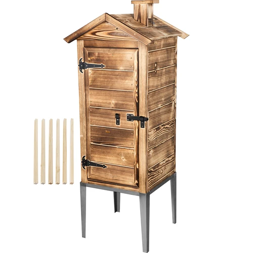 Puulämmitteinen savustuskammio - kuusipuuta, 200 l, ruostumattomasta teräksestä valmistetulla jalustalla