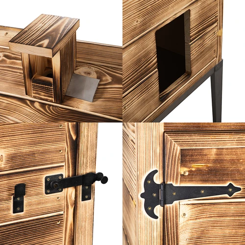 Puulämmitteinen savustuskammio - kuusipuuta, 200 l, ruostumattomasta teräksestä valmistetulla jalustalla - 4