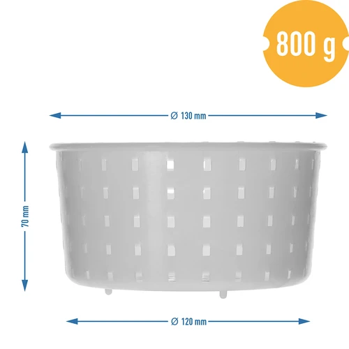 Pyöreä juustonvalmistusmuotti Ø 13 x 7 cm 800 g:lle - 7