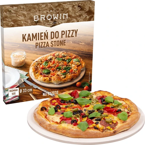 Pyöreä pizzakivi, valmistettu kordieriitista, halkaisija 33 cm - 6