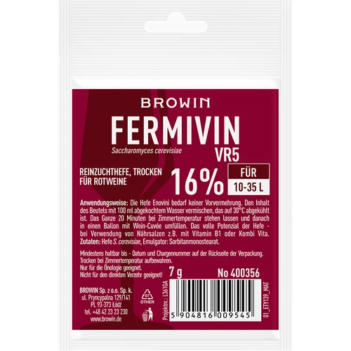 Reinzuchthefe, Kuiva Fermivin VR5 7g  - 1 