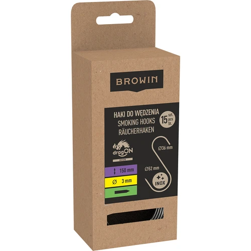 S-malliset savustuskoukut, teroitetut, 150 x 3 mm, 15 kpl - 3