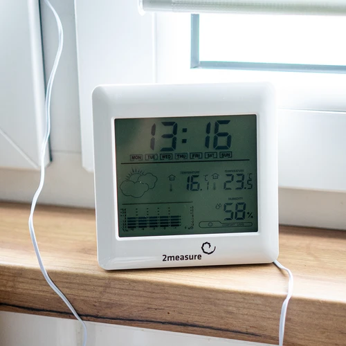 Sääasema – elektroninen, taustavalaistu, anturi, valkoinen - 8