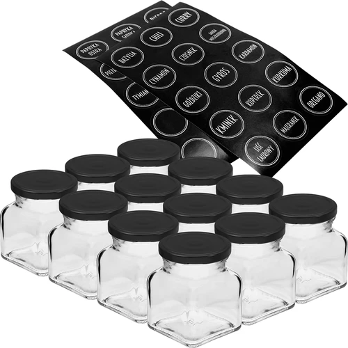Sarja 12 x 120ml purkki + 30 etikettiä mausteiden merkitsemiseen  - 1 