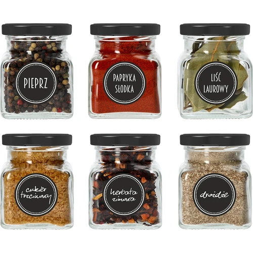 Sarja 12 x 120ml purkki + 30 etikettiä mausteiden merkitsemiseen - 14
