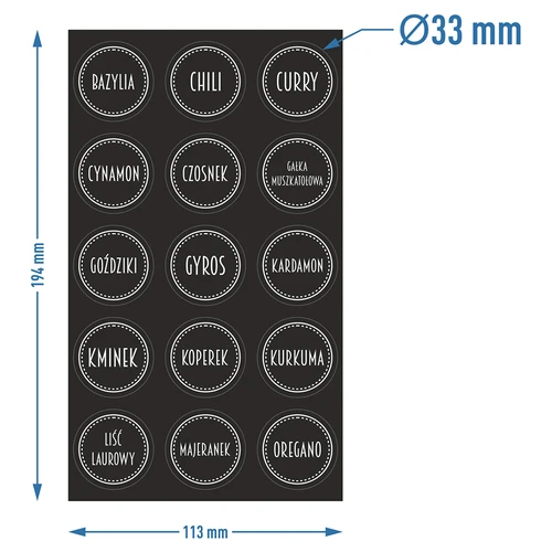 Sarja 12 x 120ml purkki + 30 etikettiä mausteiden merkitsemiseen - 10
