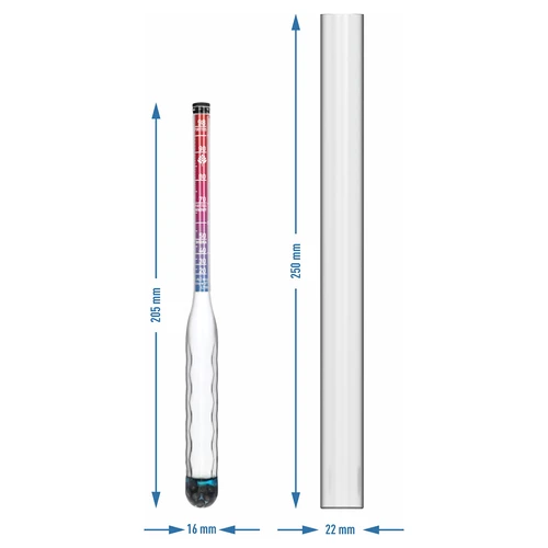 Särkymätön alkoholimittari mittaputkella, mittausalue 20–98 % - 7