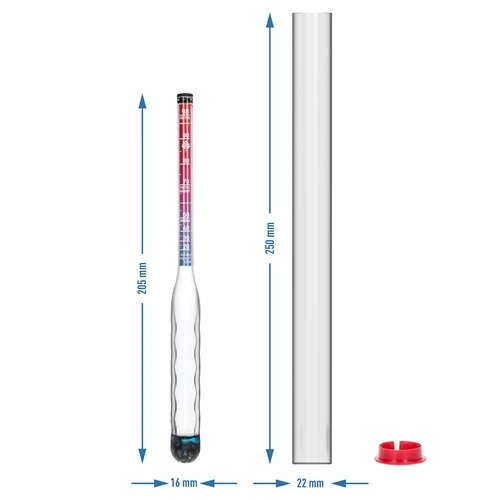 Särkymätön alkoholimittari mittaputkella, mittausalue 20–98 % - 7