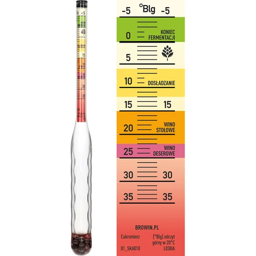Särkymätön sokerimittari mittaputkella, mittausalue: -5-35°Blg - 4