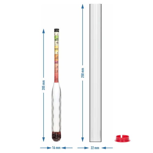 Särkymätön sokerimittari mittaputkella, mittausalue: -5-35°Blg - 5