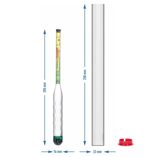 Särkymätön suolamittari koeputkella, mittausalue: 0-300 g suolaa/L - 5