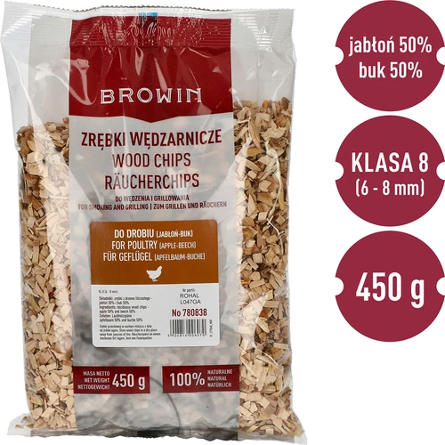 Savustukseen/grillaukseen sirut, 50% omenapuu + 50% pyökki, 450 g, kl. 8 - 2