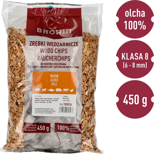 Savustukseen/grillaukseen sirut, leppä, 450 g, kl. 8 - 2