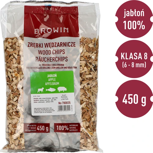 Savustus-/grillauslastut, omenapuu, 450 g, kl. 8 - 2