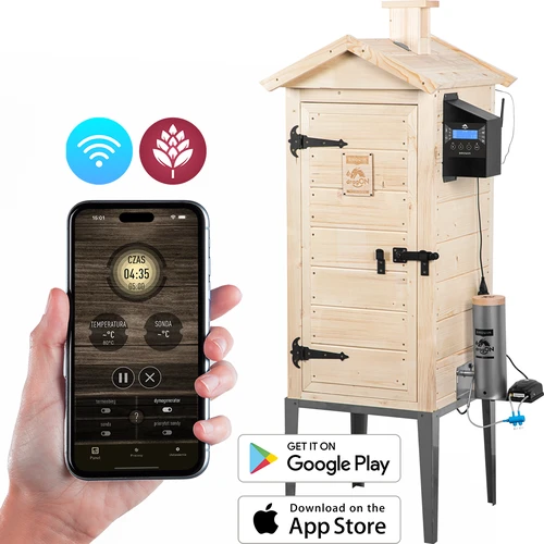 Savustuskaappi Wi‑Fi-yhteydellä, 200 L — dragON WOOD 100IQ sähköisellä lämmitysmoduulilla ja ohjaimella