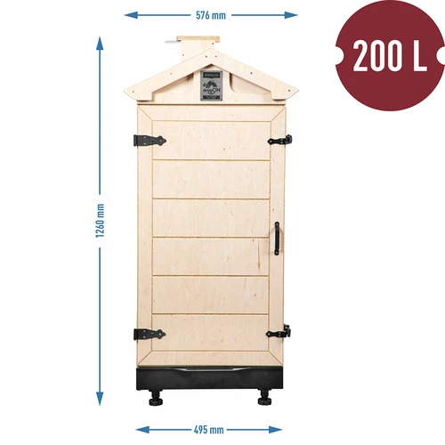 Savustuskammio sertifioidusta vanerista, kehyksetön 200L, pyörillä - 4