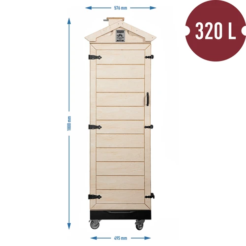 Savustuskammio sertifioidusta vanerista, rungoton, 320 l, pyörillä - 4