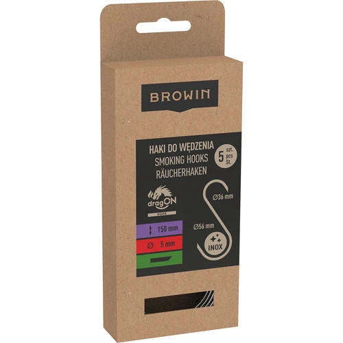 Savustuskoukut – S, 45° viistetty, 5 mm x 150 mm, 5 kpl - 3