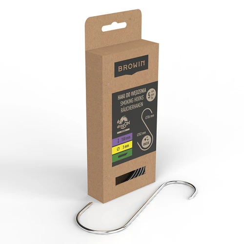 Savustuskoukut – S-malli, 45° leikattu kärki, 3 mm x 150 mm, 5 kpl - 2