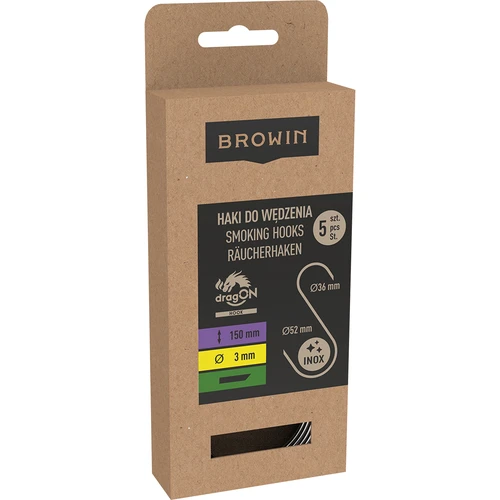 Savustuskoukut – S-malli, 45° leikattu kärki, 3 mm x 150 mm, 5 kpl - 3