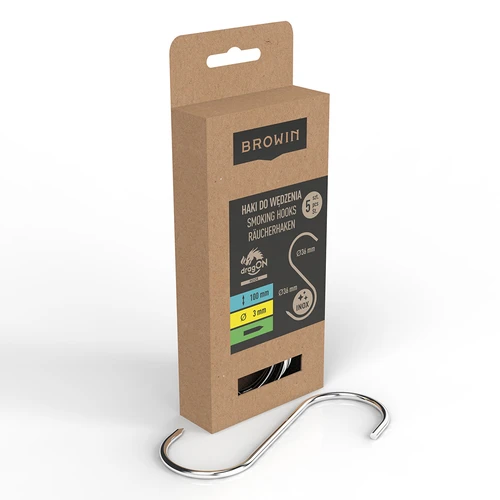 Savustuskoukut – S-malli, teroitetut, 3 mm x 100 mm, 5 kpl - 2