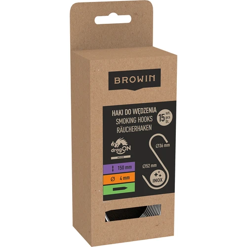 Savustuskoukut – S-malli, teroitetut, 4 mm x 150 mm, 15 kpl - 3