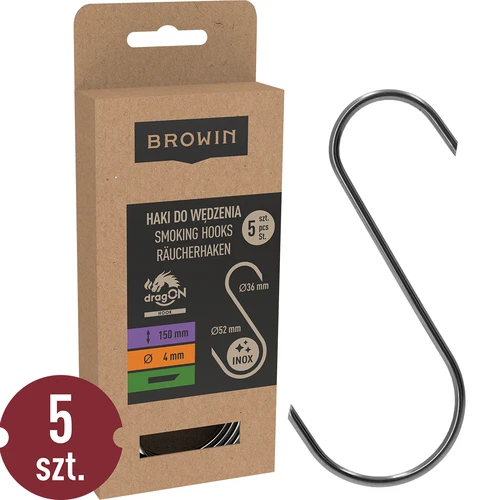 Savustuskoukut – S, päät viistetty 45°, 4 mm x 150 mm, 5 kpl